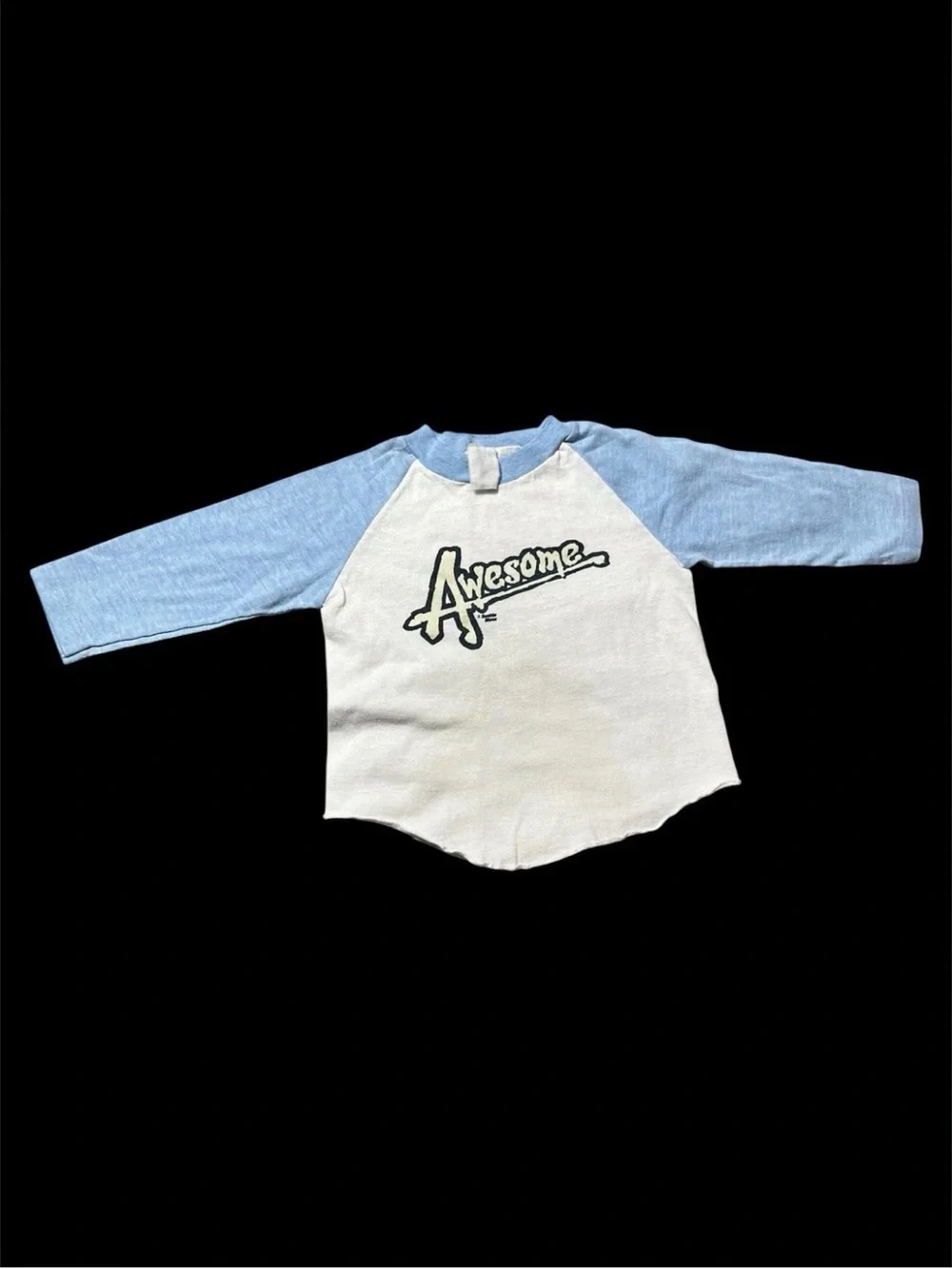 Vintage 80s Children’s Blue White Awesome Baseball Shirt